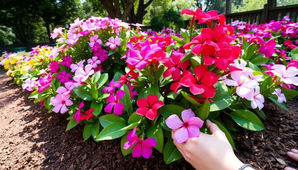 Planting New Guinea Impatiens in Garden Planting New Guinea Impatiens in Garden