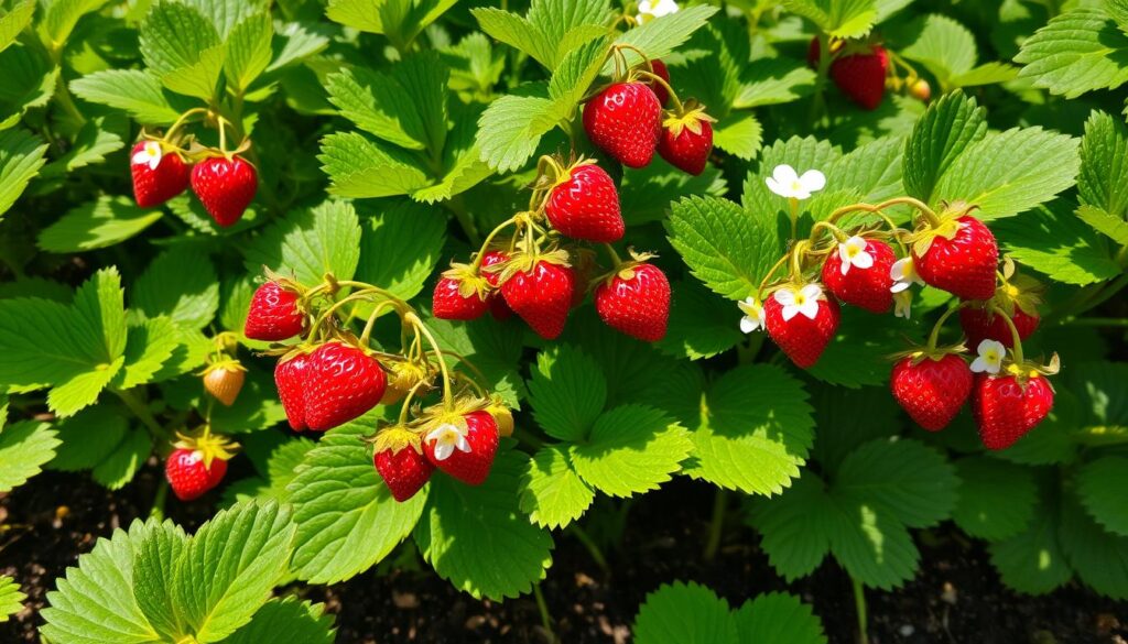 Everbearing Strawberries in Garden