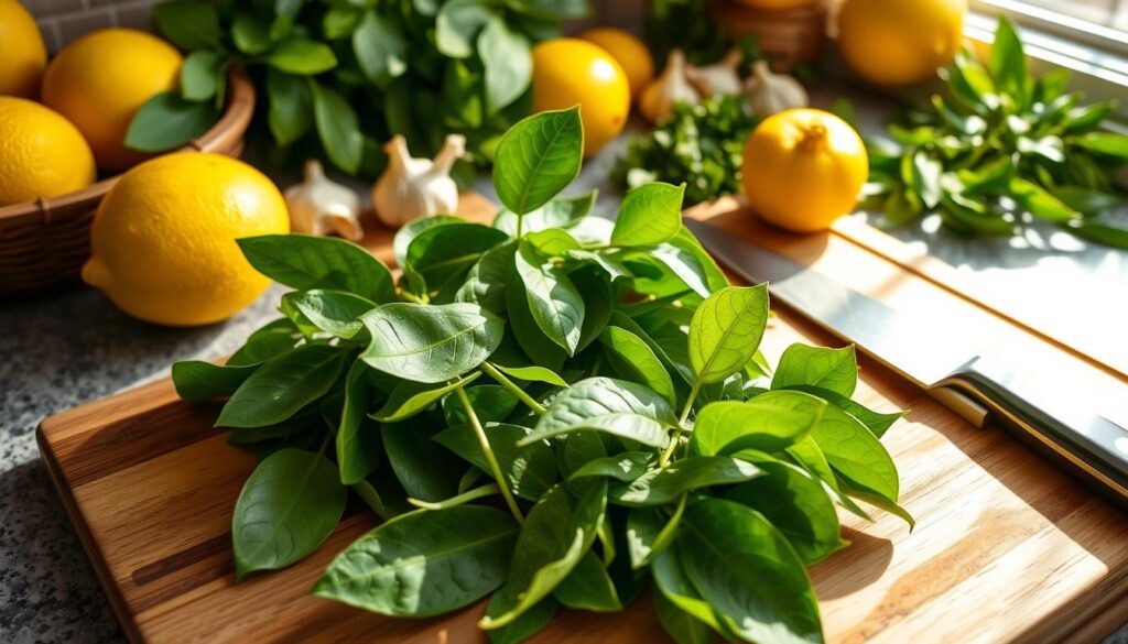 Lemon Tree Leaves Culinary Preparation