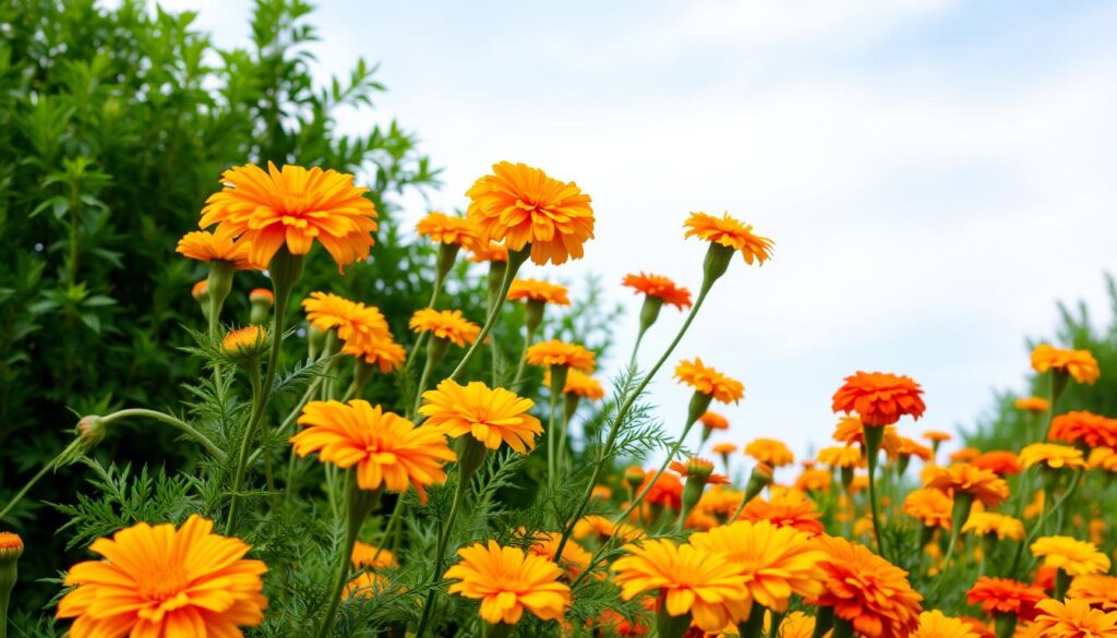 Marigolds in Garden Landscape Marigolds in Garden Landscape