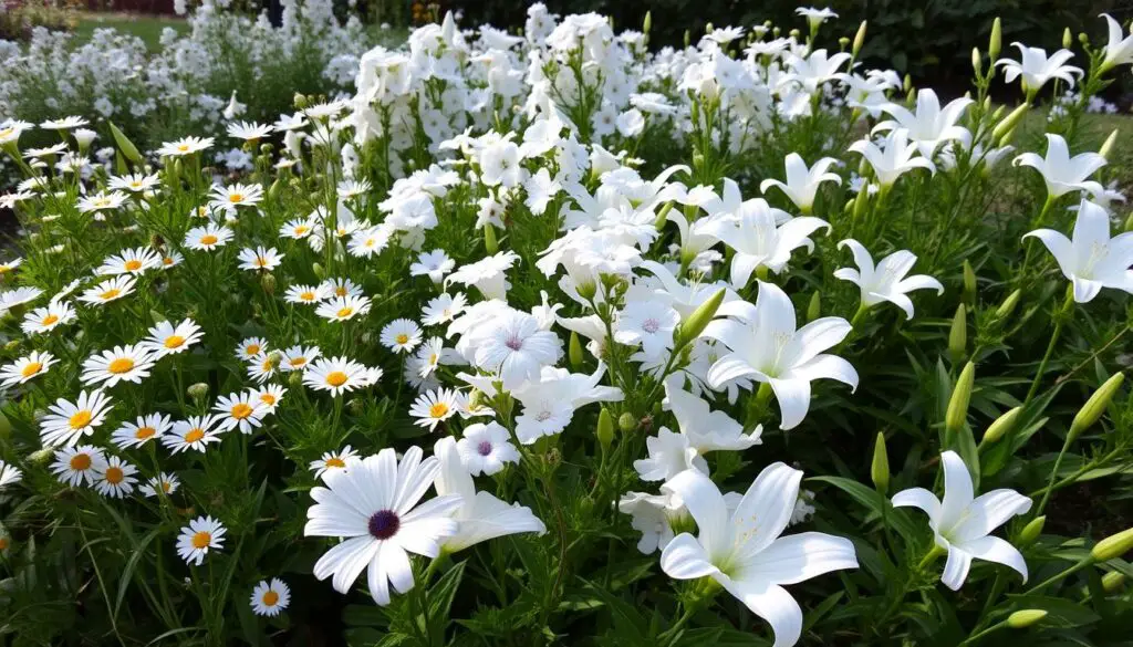 White Perennial Flower Border Design