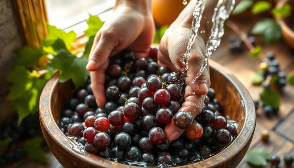 Wild Grape Cleaning Process